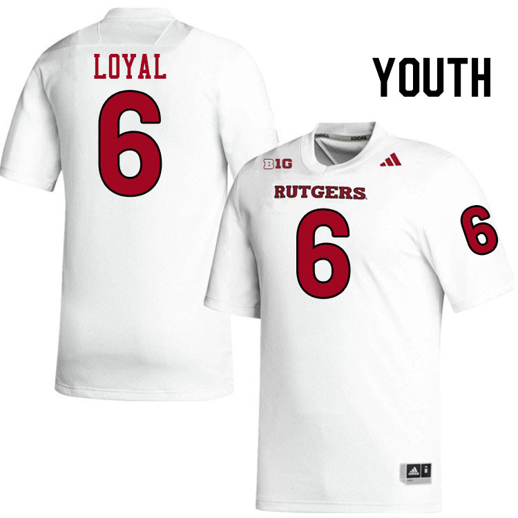 Youth #6 Shaquan Loyal Rutgers Scarlet Knights 2024 College Football Jerseys Stitched-White